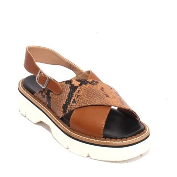 ITALIAN Multi-Color Leather Platform Sandals - Picture 1 of 8